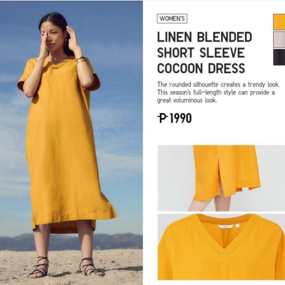 Navy Uniqlo Linen Blend Cocoon Dress (Less Wrinkles!)